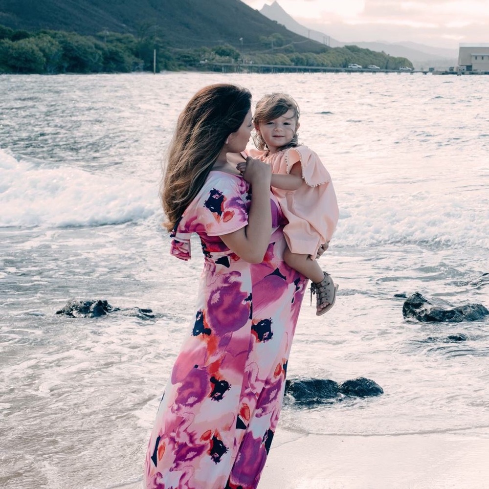 Off-the-Shoulder Floral Maternity Maxi Dress